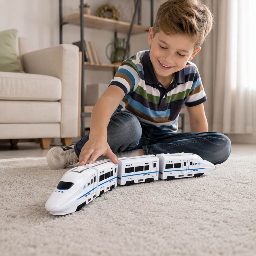 Electric Train Toy Set - DIY High Speed Railway Model with Sound and Light Effects, Educational Toy for Kids Learning and Creative Play