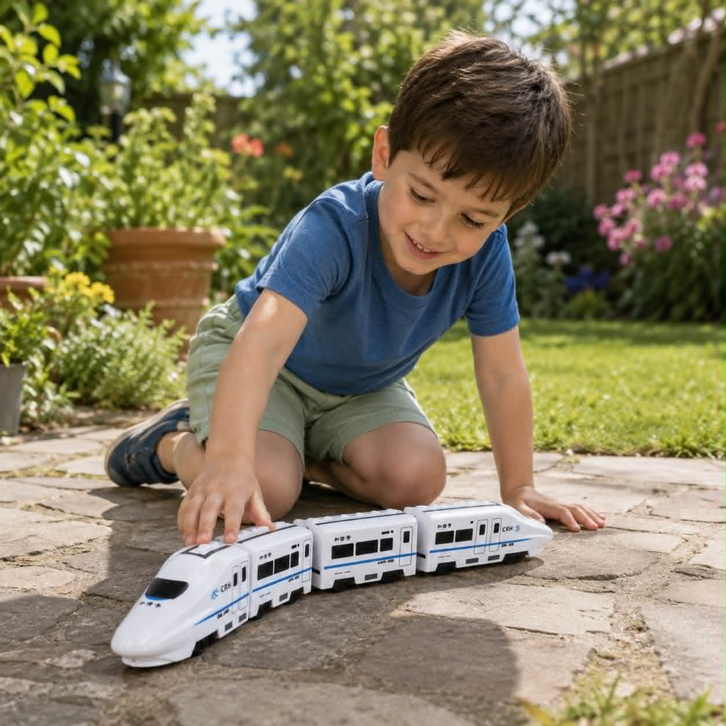 Electric Train Toy Set - DIY High Speed Railway Model with Sound and Light Effects, Educational Toy for Kids Learning and Creative Play