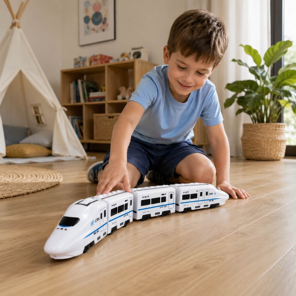 Electric Train Toy Set - DIY High Speed Railway Model with Sound and Light Effects, Educational Toy for Kids Learning and Creative Play
