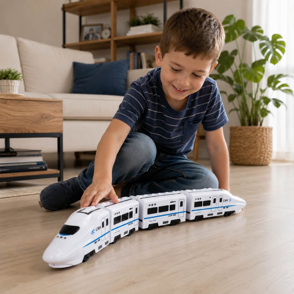 Electric Train Toy Set - DIY High Speed Railway Model with Sound and Light Effects, Educational Toy for Kids Learning and Creative Play