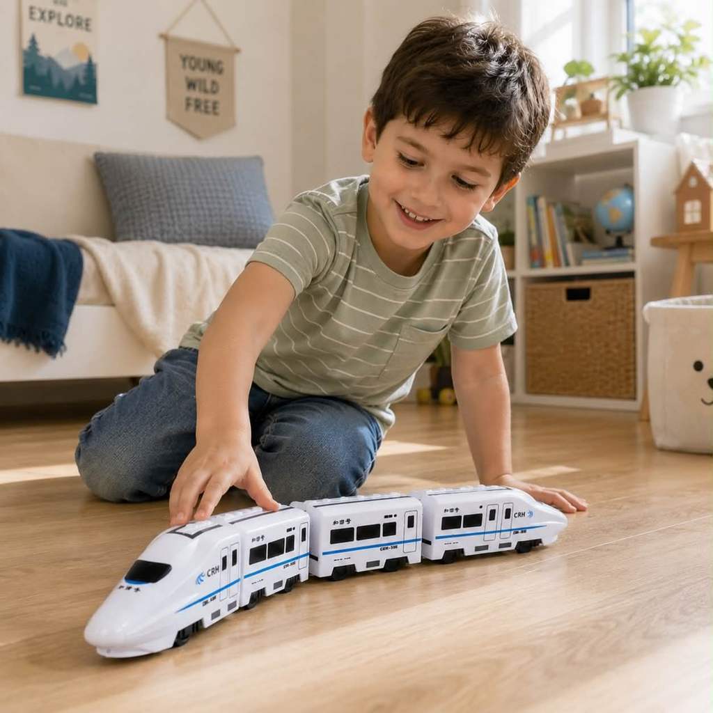 Electric Train Toy Set - DIY High Speed Railway Model with Sound and Light Effects, Educational Toy for Kids Learning and Creative Play
