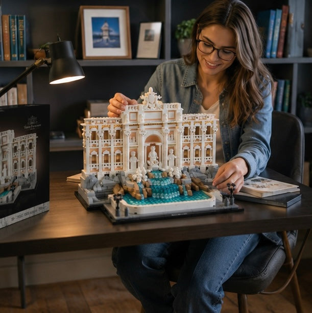 Trevi Fountain Building Blocks Set-Classic Architecture Model Compatible with LEGO Bricks for Family Fun and Decorative Display