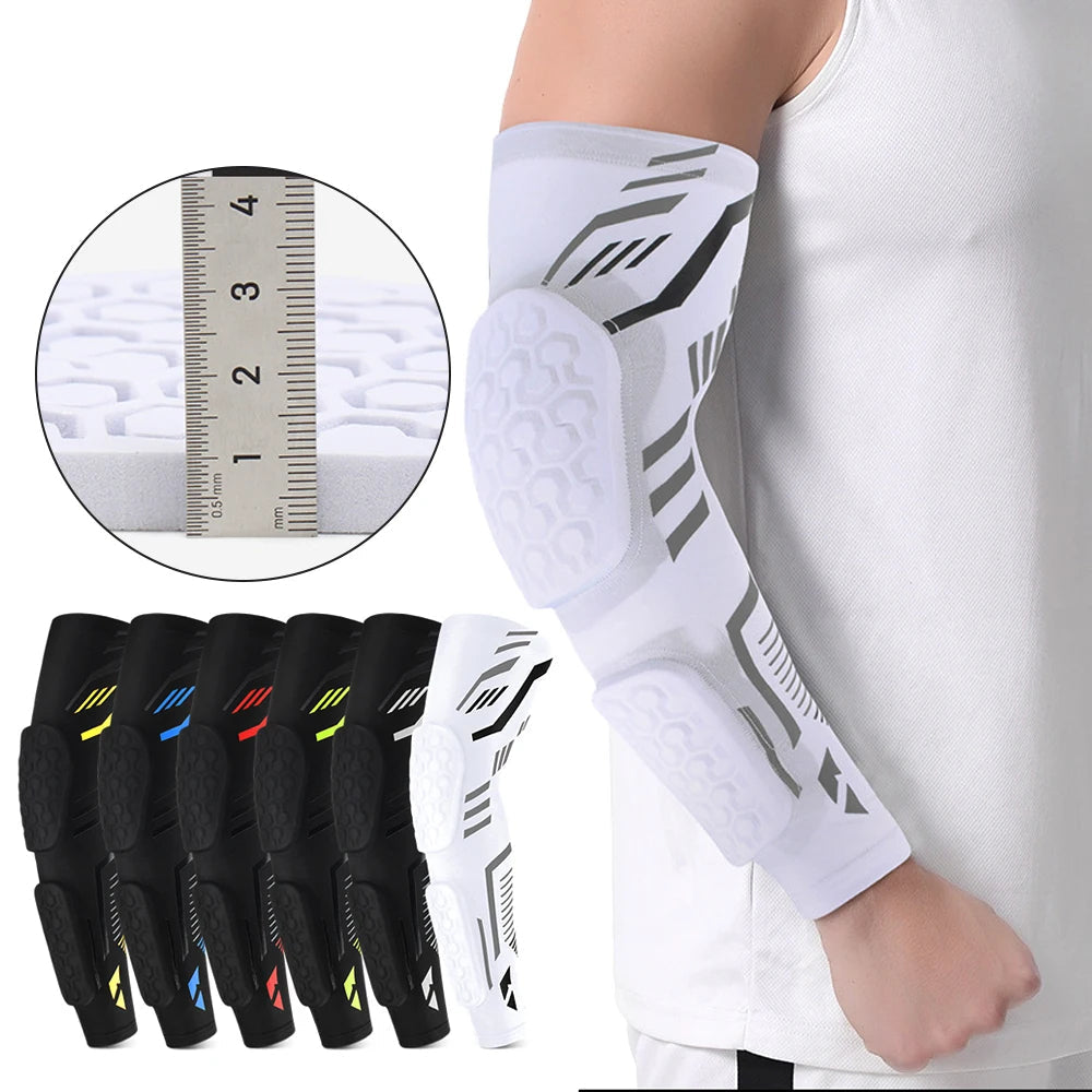 Compression Arm Sleeve Elbow Pad - Padded Sports Support Sleeve for Basketball Football Volleyball, Protective Gear for Youth and Adult Performance