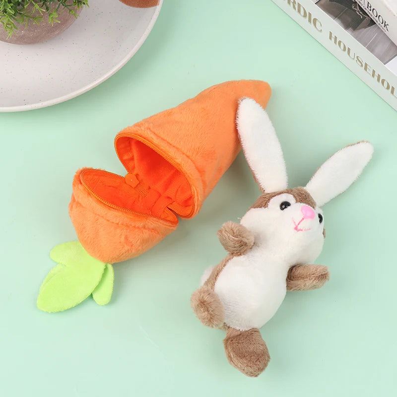 Adorable Bunny in Carrot Plush Keychain – Cute Anime-Inspired Stuffed Doll Gift