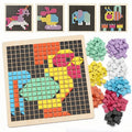 Colorful Wooden Mosaic Puzzle – 370-Piece Colorful Shape Pattern Pixel Board STEM Toy for Kids