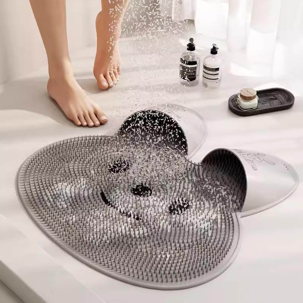 Rabbit Shape Silicone Foot Massage Mat – Wall Mounted Non-Slip Shower Foot Massager with Suction Cups for Deep Cleansing Relaxation
