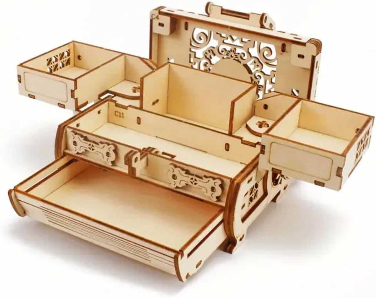 DIY Wooden Treasure Box Puzzle – 3D Assembly Jewelry Storage Box Game Gift for Adults and Teens