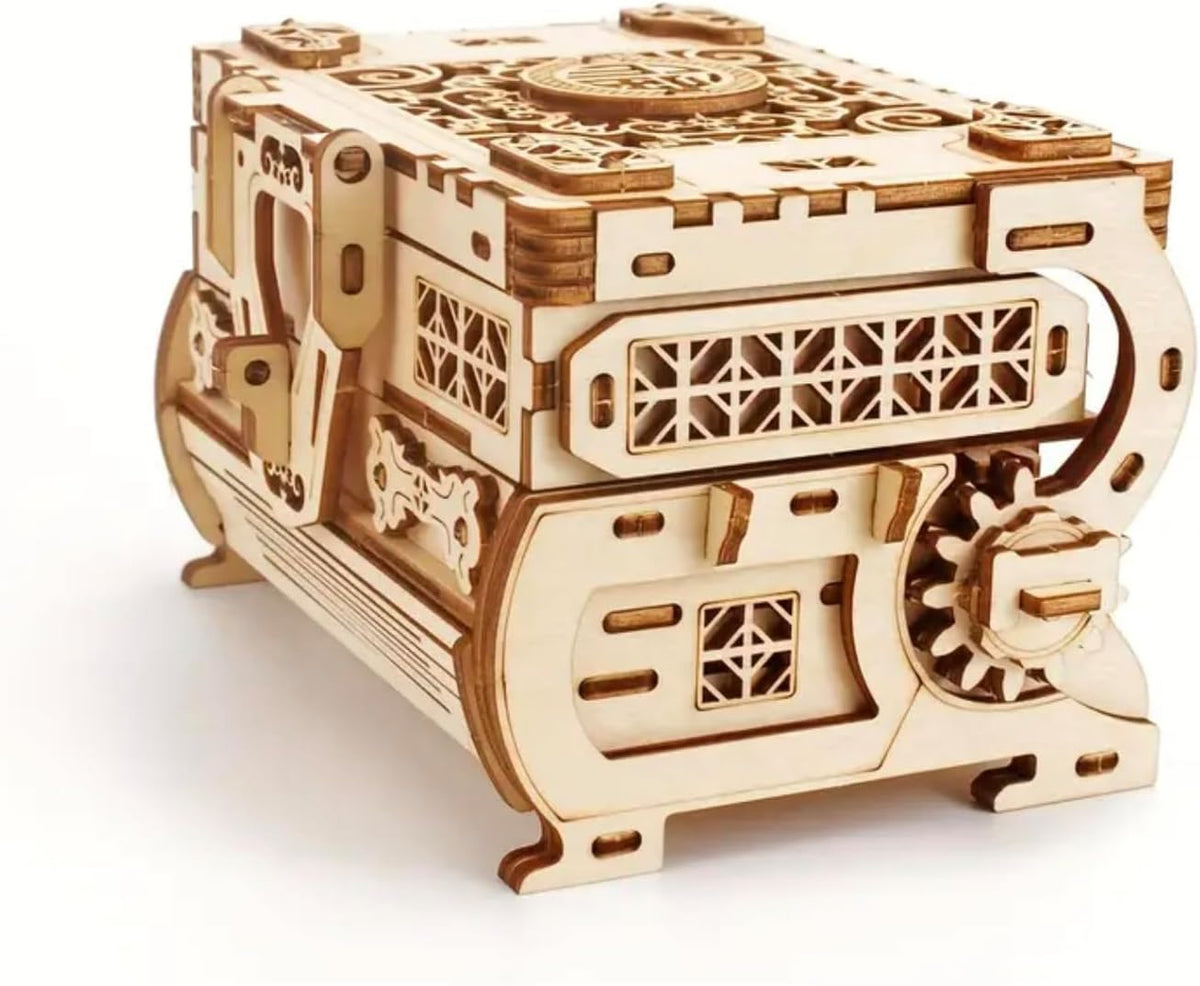 DIY Wooden Treasure Box Puzzle – 3D Assembly Jewelry Storage Box Game Gift for Adults and Teens