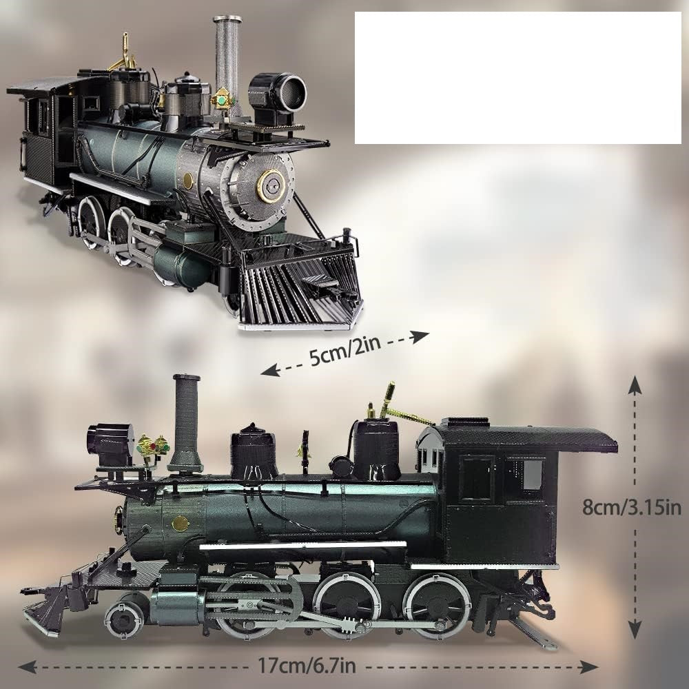 Metal Locomotive Puzzle – 3D Mogul Steam Train DIY Assembly Model Kit for Adult Builders