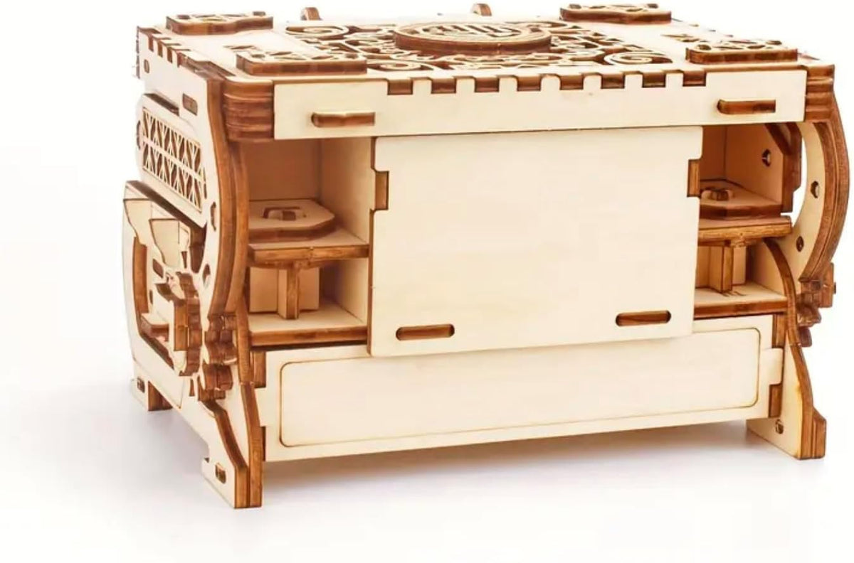 DIY Wooden Treasure Box Puzzle – 3D Assembly Jewelry Storage Box Game Gift for Adults and Teens
