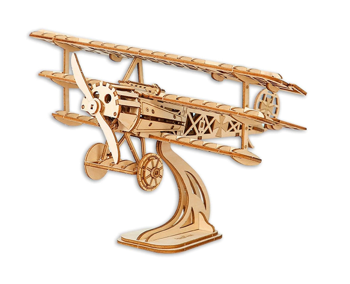 DIY Wooden Bi-Plane Puzzle Model Kit – 3D Handmade Aircraft Building Toy for Creative Play, Education and Gift Giving