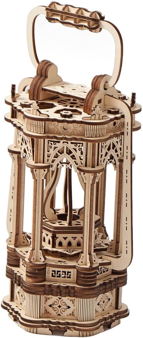 Rotating Vintage Lantern 3D Wooden Puzzle – Handmade DIY Craft Model Kit for Desk Decor and Birthday Gifts