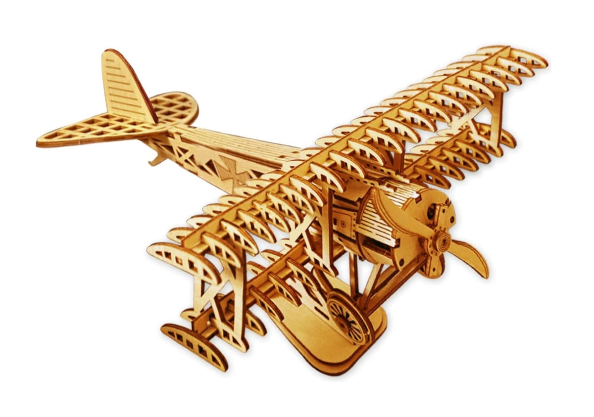 DIY Wooden Bi-Plane Puzzle Model Kit – 3D Handmade Aircraft Building Toy for Creative Play, Education and Gift Giving