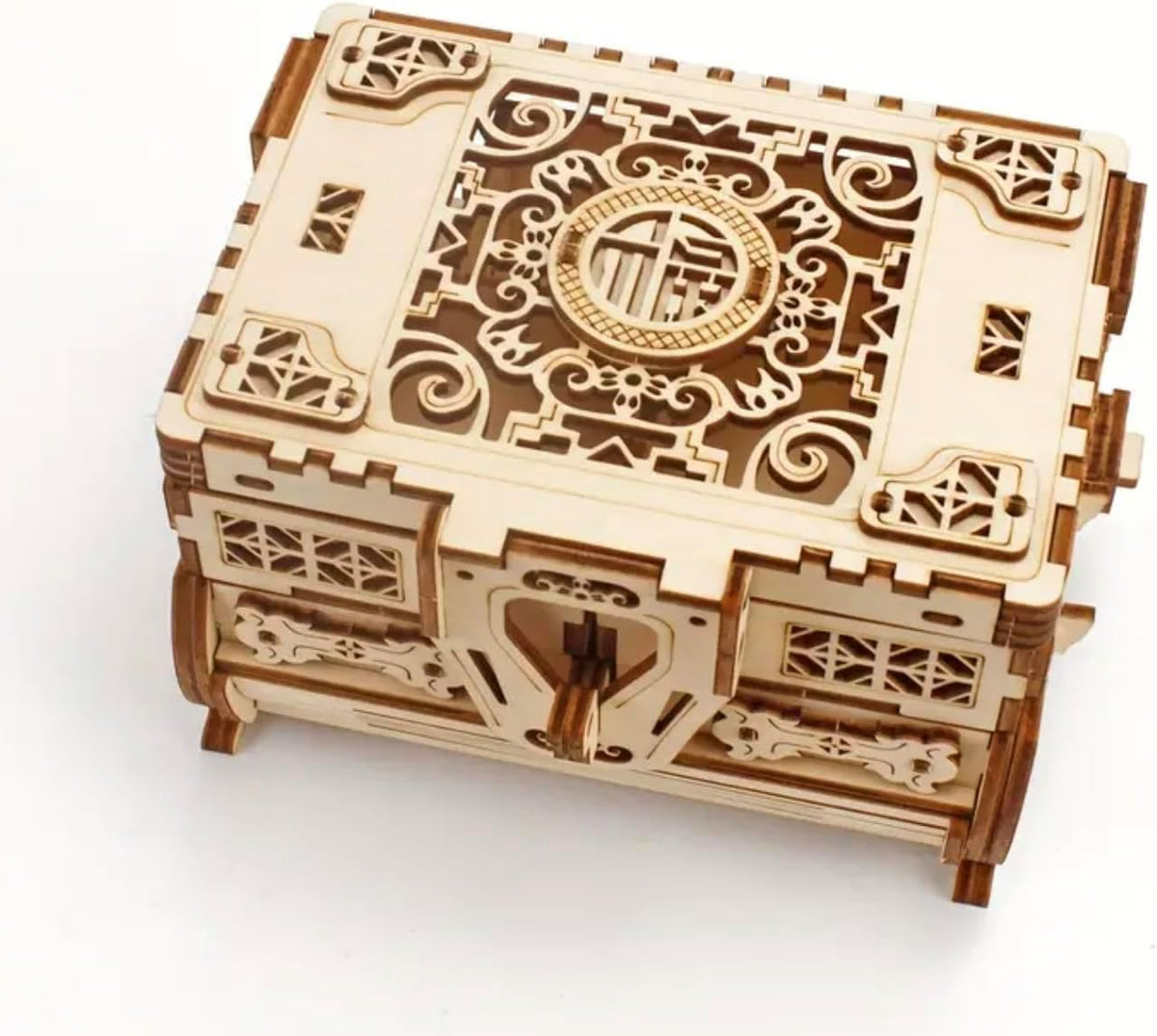 DIY Wooden Treasure Box Puzzle – 3D Assembly Jewelry Storage Box Game Gift for Adults and Teens
