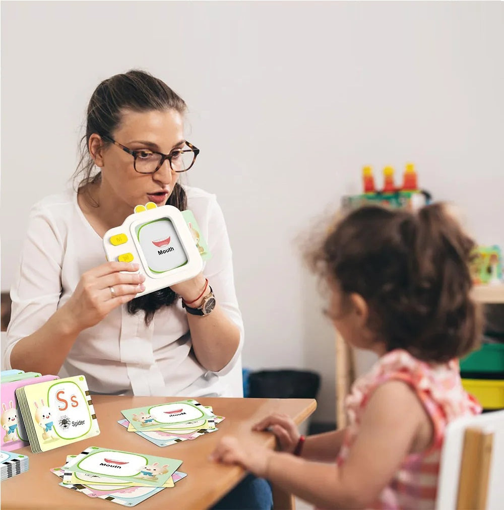Interactive Flash Card Learning Set - LCD Drawing Tablet with Sound and 120 Double-Sided Cards, Early Education Toy for Toddlers Development