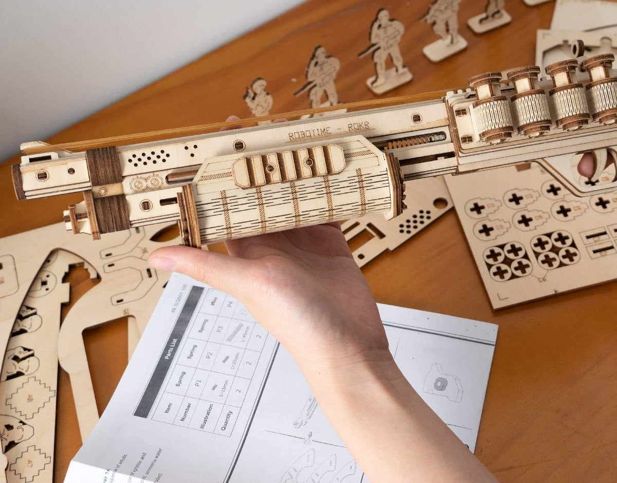 Corsac M60 3D Wooden Puzzle Toy Gun – Mechanical DIY Building Model Kit for Teens 14+ and Christmas Gifts