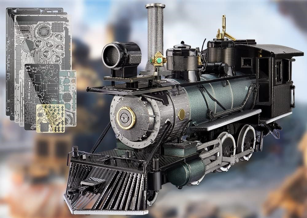 Metal Locomotive Puzzle – 3D Mogul Steam Train DIY Assembly Model Kit for Adult Builders