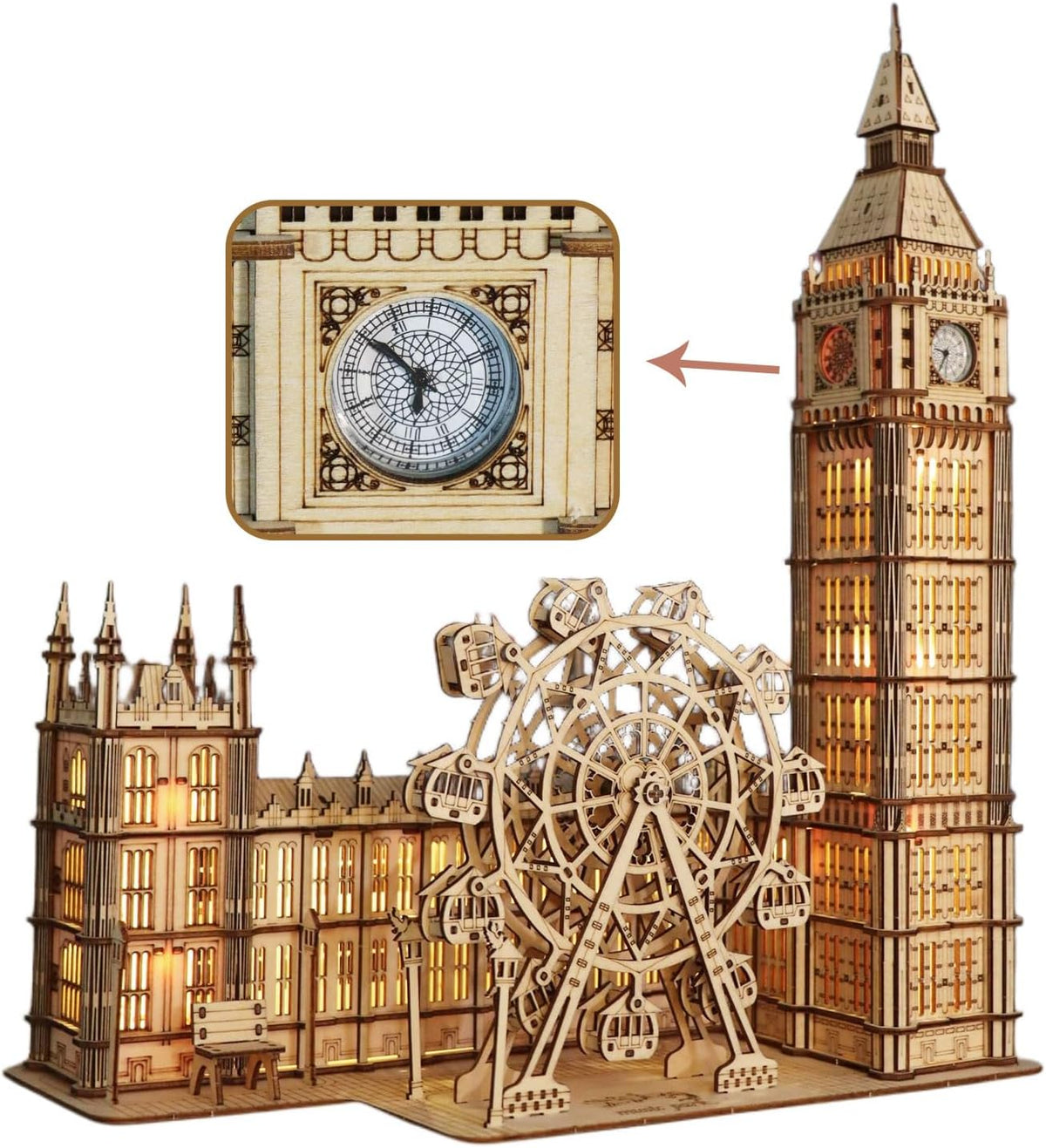 Wooden Big Ben Clock Puzzle –3D DIY Desktop Model Building Kit for Home Decor and Unique Gifts