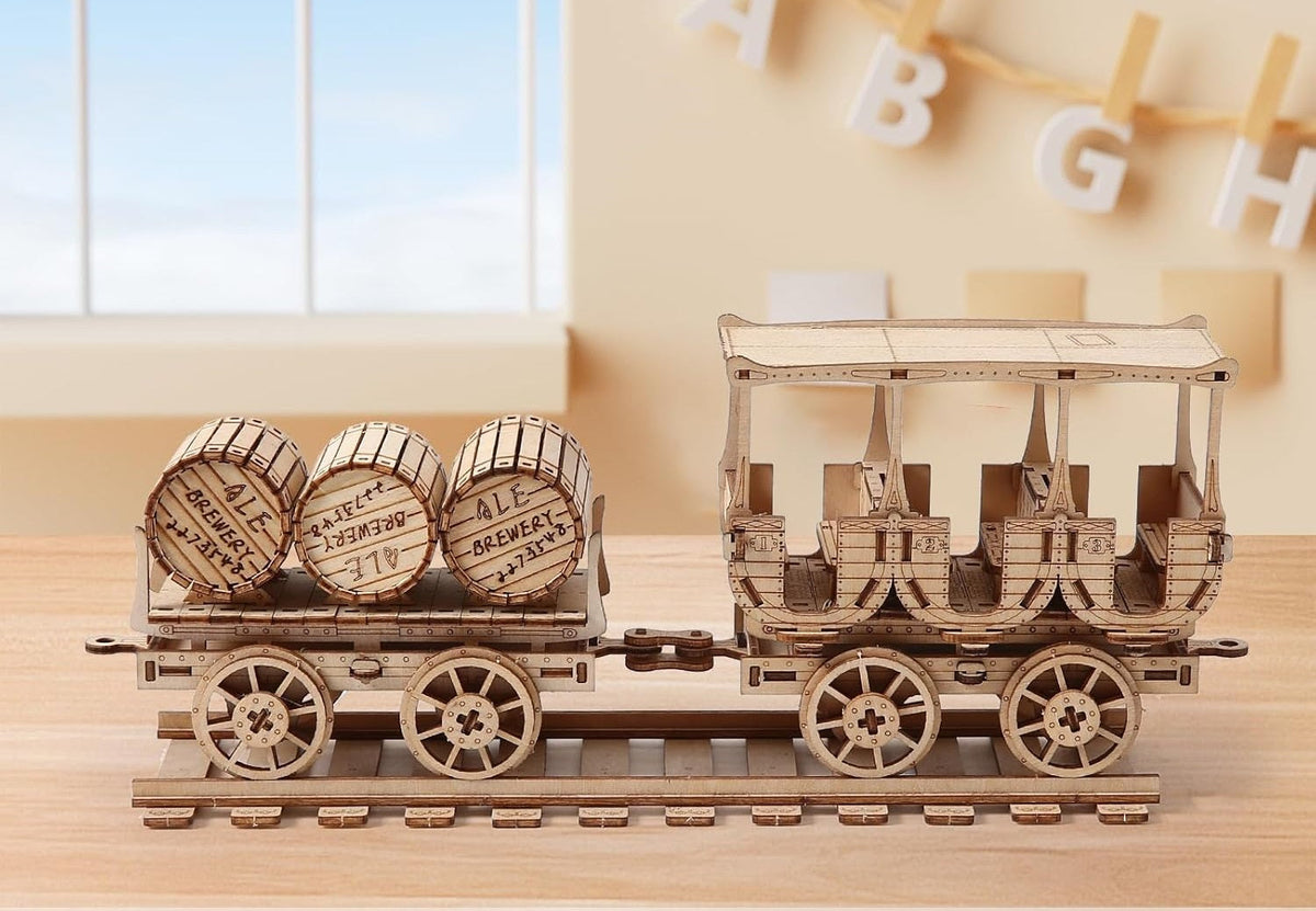 Wine Truck 3D Wooden Puzzle – DIY Brain Teaser Model Kit for Birthday and Christmas Gifts for Adults