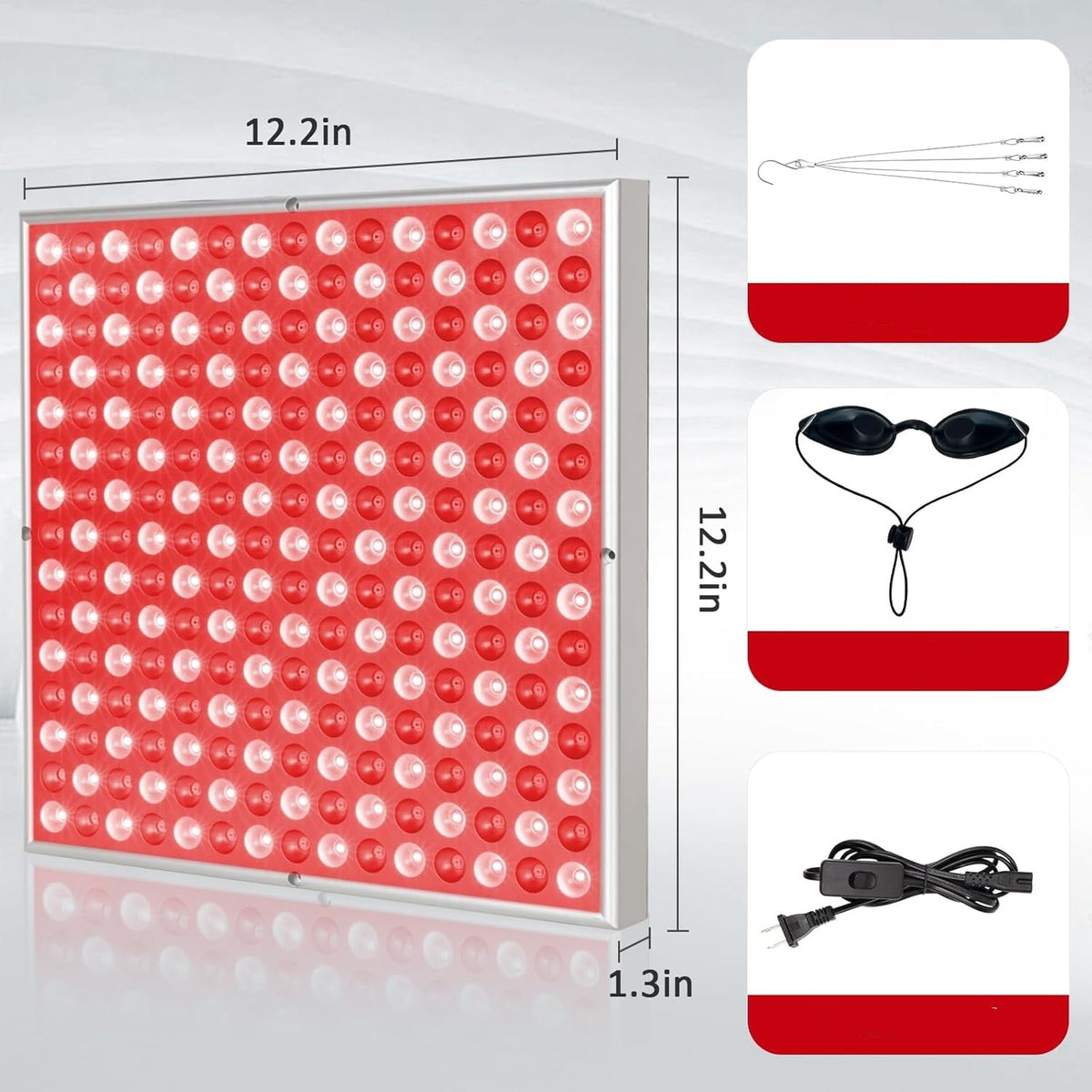 Red Light Therapy Panel – 45W 225 LED Facial Anti-Aging and Body Pain Relief Lamp for Home Physical Therapy