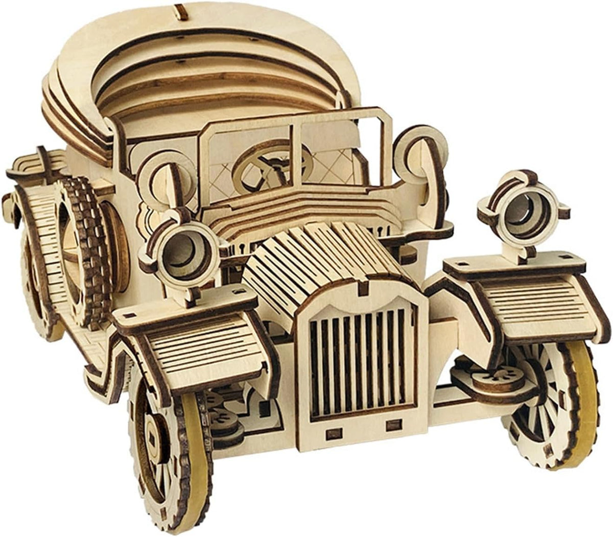 Retro Convertible Car 3D Wooden Puzzle – Handmade DIY Assembly Model Kit Educational Gift for Children