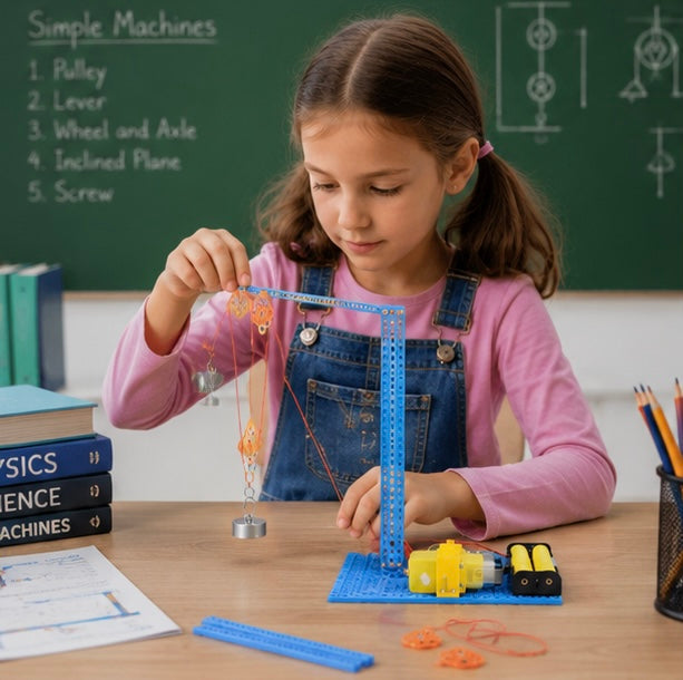 DIY Manual Pulley Crane Science Kit - Educational Physics Experiment Toy for Students Learning Engineering Concepts and STEM Principles