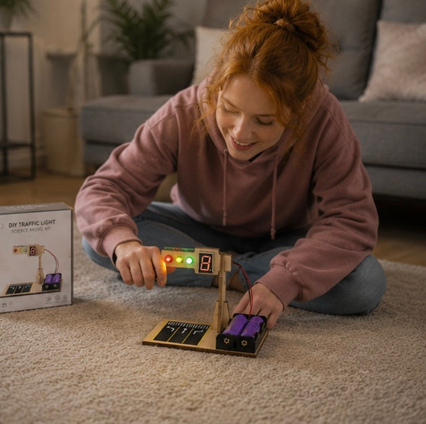 DIY Traffic Light Science Model Kit - Wooden Educational Experiment Set for Kids, Hands-On STEM Learning Toy for Technology and Engineering Concepts