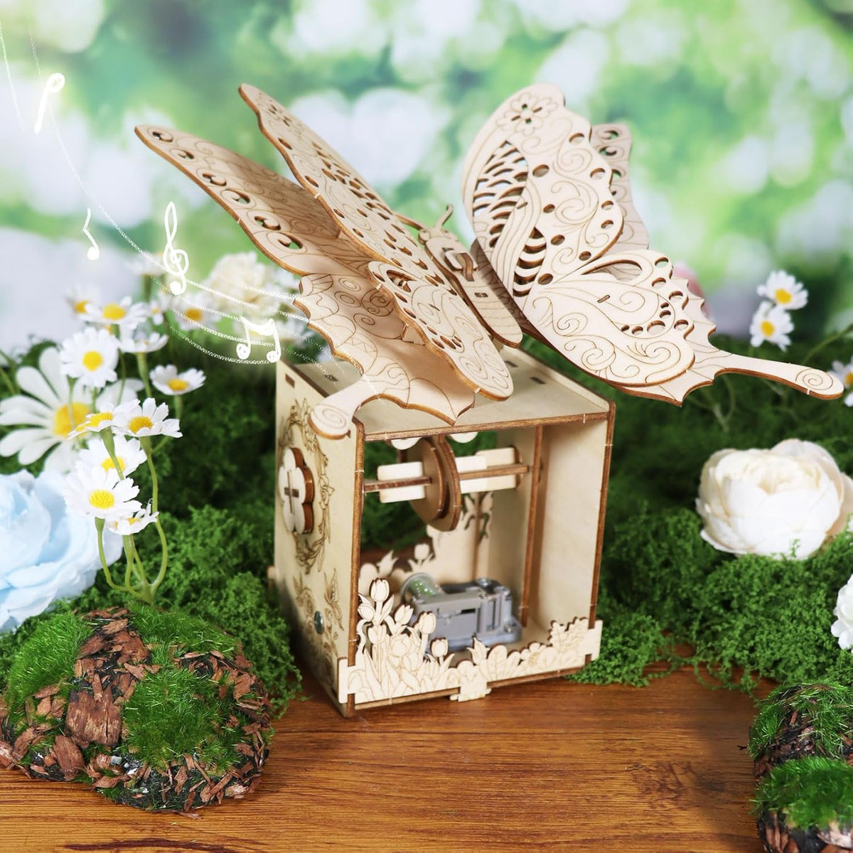 Wooden Butterfly Music Box Puzzle – 3D Hand-Assembled Mechanical Model Gift with Melody for Special Occasions