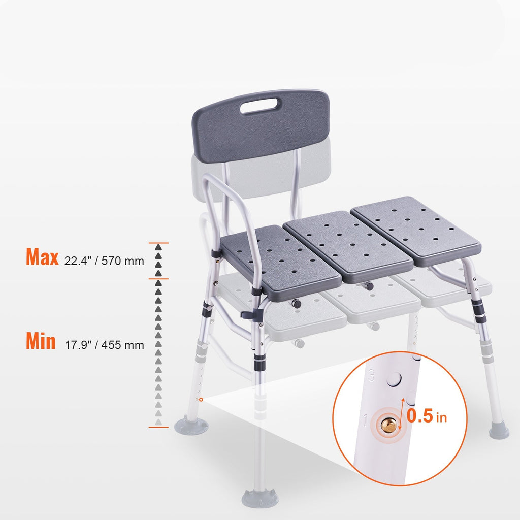 Adjustable Bathtub Transfer Bench – Non Slip Shower Chair with 400lbs Capacity for Elderly & Disabled Bathroom Safety