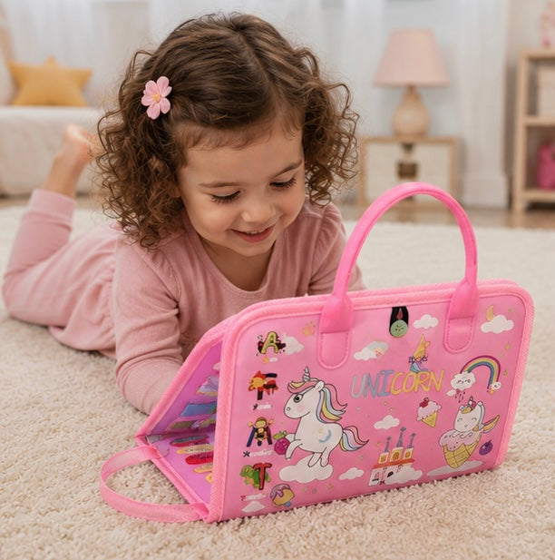 Montessori Dinosaur Busy Board - Sensory Learning Backpack Toy for Toddlers Life Skills Training and Educational Travel Activities