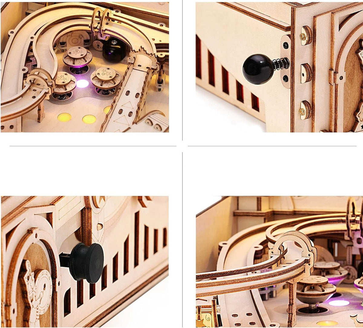 Vintage Style Wooden Pinball Machine – 3D DIY Puzzle Game for Kids, Adults and Family Party Entertainment