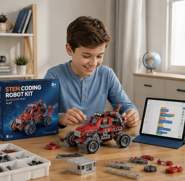 STEM Coding Robot Kit - 10 in 1 App Controlled Robotics Building Blocks Toy for Kids Educational Learning