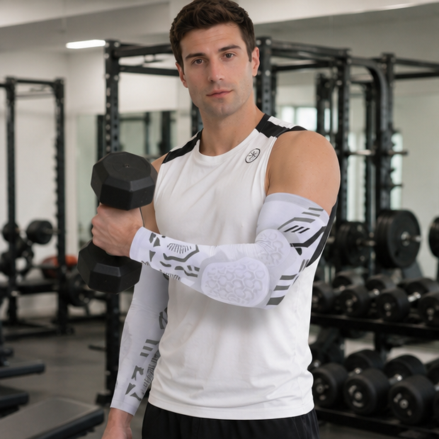 Compression Arm Sleeve Elbow Pad - Padded Sports Support Sleeve for Basketball Football Volleyball, Protective Gear for Youth and Adult Performance