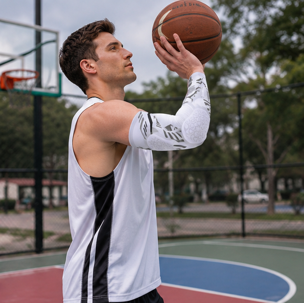 Compression Arm Sleeve Elbow Pad - Padded Sports Support Sleeve for Basketball Football Volleyball, Protective Gear for Youth and Adult Performance