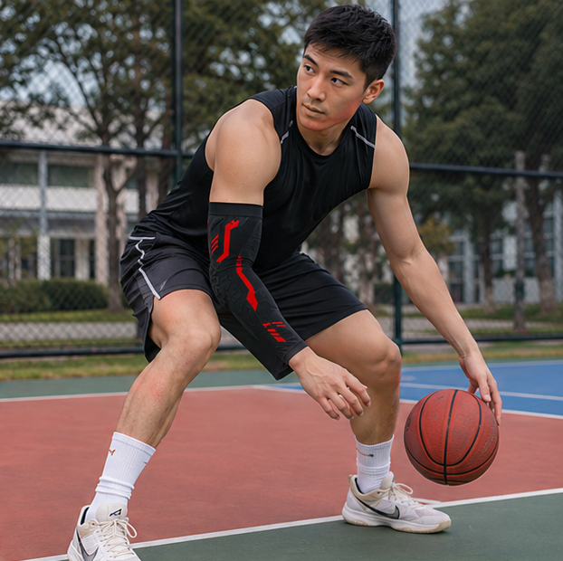 Compression Arm Sleeve Elbow Pad - Padded Sports Support Sleeve for Basketball Football Volleyball, Protective Gear for Youth and Adult Performance