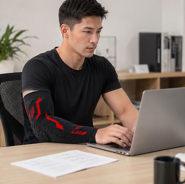 Compression Arm Sleeve Elbow Pad - Padded Sports Support Sleeve for Basketball Football Volleyball, Protective Gear for Youth and Adult Performance