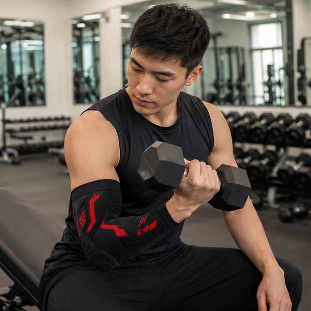 Compression Arm Sleeve Elbow Pad - Padded Sports Support Sleeve for Basketball Football Volleyball, Protective Gear for Youth and Adult Performance