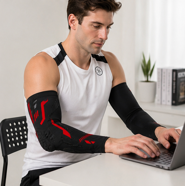 Compression Arm Sleeve Elbow Pad - Padded Sports Support Sleeve for Basketball Football Volleyball, Protective Gear for Youth and Adult Performance