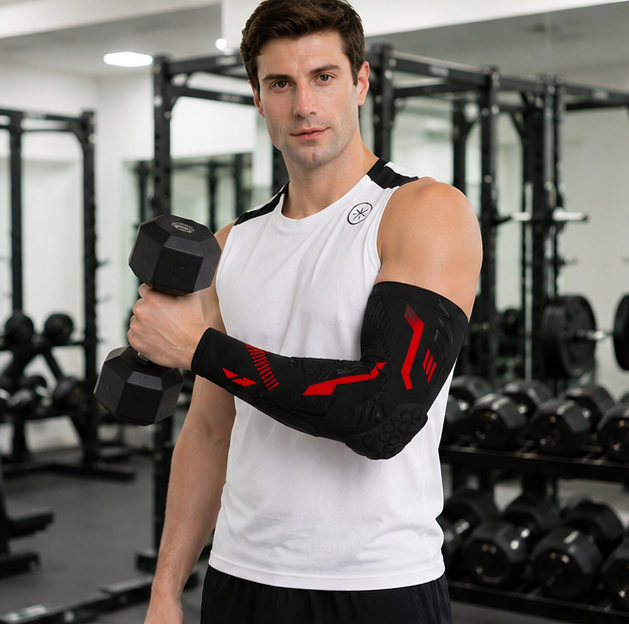 Compression Arm Sleeve Elbow Pad - Padded Sports Support Sleeve for Basketball Football Volleyball, Protective Gear for Youth and Adult Performance