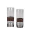 Cylinder Vase with Wood Band - Smoke
