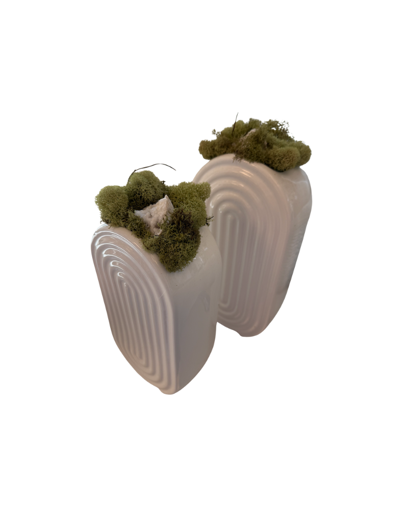 Oval Ridged Vase Floral - Set of 2
