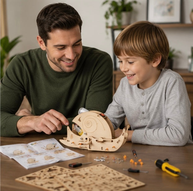 DIY Electric Snail Science Kit - Bionic STEM Experiment Toy with Motorized Movement, Educational Building Model for Kids Learning Physics Concepts
