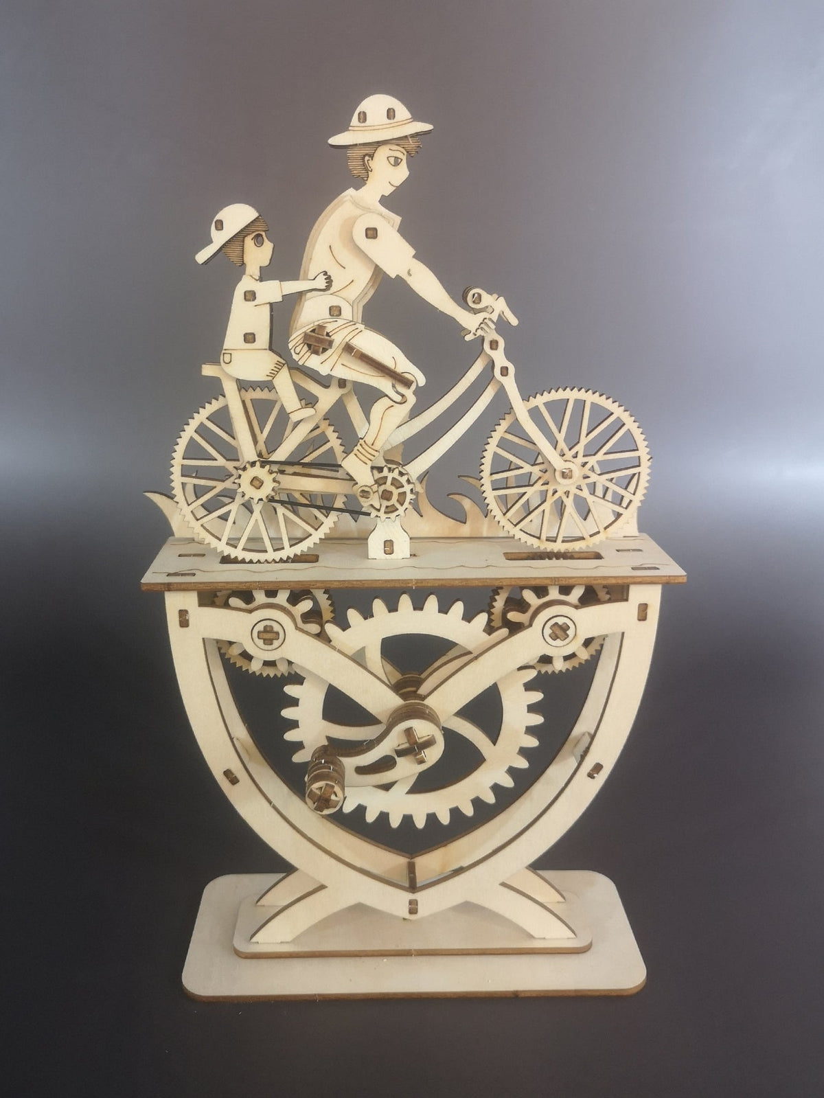 Father and Son Bicycle 3D Wooden Puzzle – Handmade DIY Assembly Model for Creative Desk Decoration