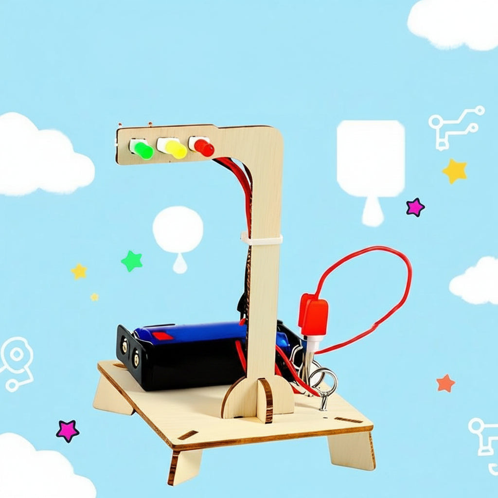 DIY Traffic Light Science Model Kit - Wooden Educational Experiment Set for Kids, Hands-On STEM Learning Toy for Technology and Engineering Concepts