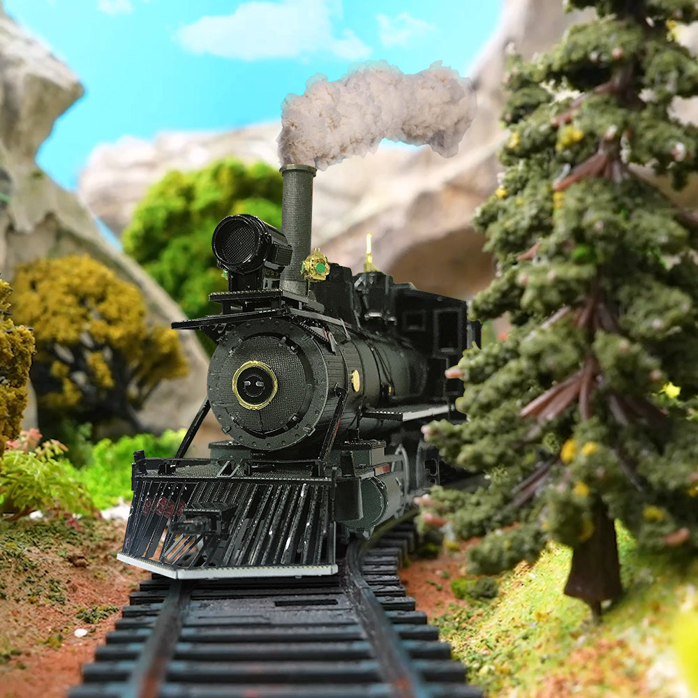 Metal Locomotive Puzzle – 3D Mogul Steam Train DIY Assembly Model Kit for Adult Builders