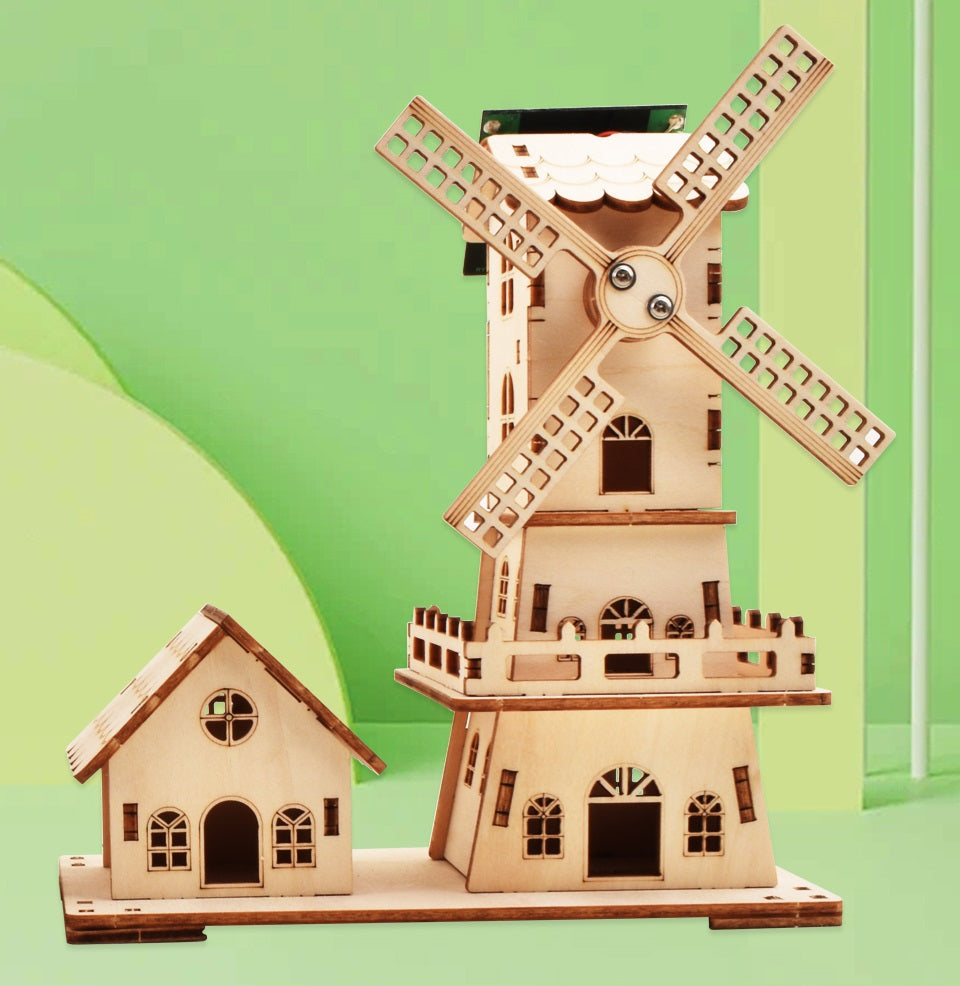 Solar Windmill Puzzle STEM Kit – 3D DIY Physics Educational Toy with Solar Power Technology Experiment for Kids Learning