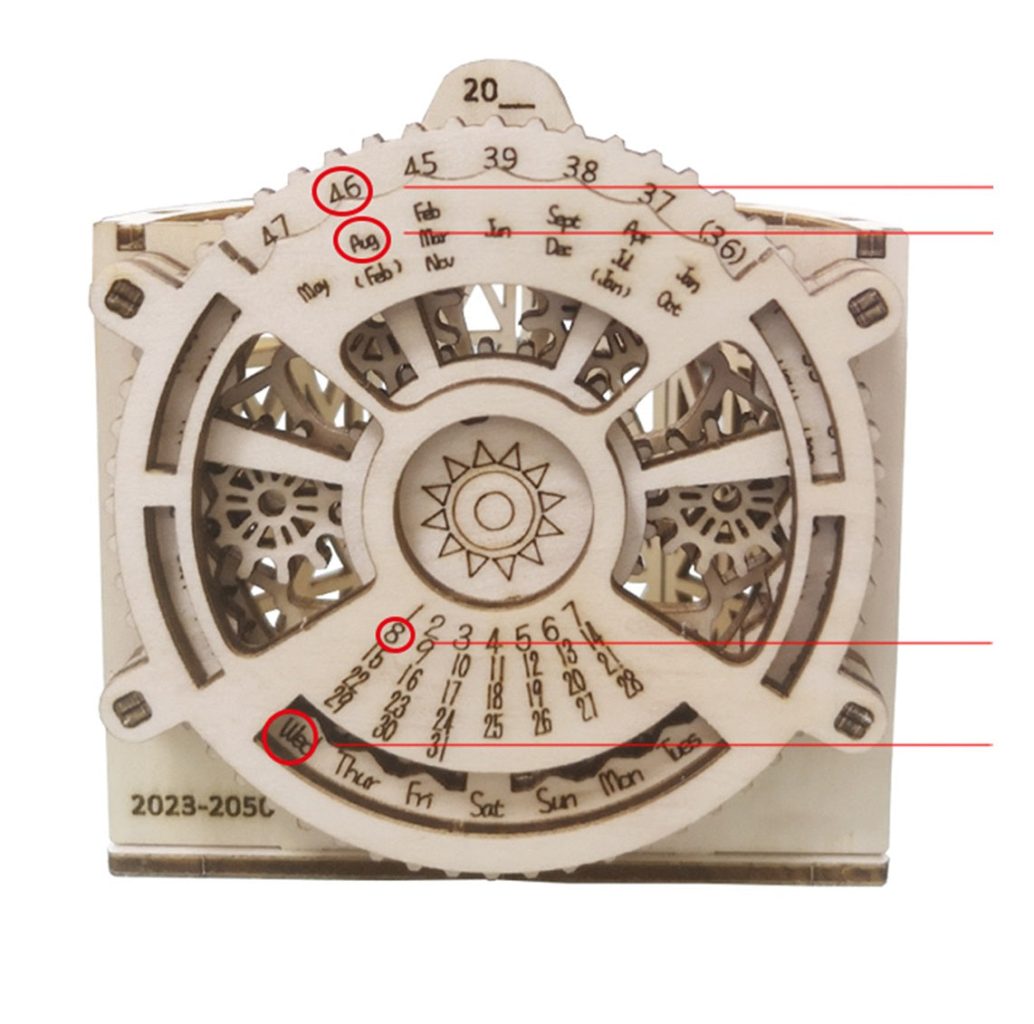 DIY Wooden Perpetual Calendar Pen Holder Puzzle – Mechanical Construction 3D Model Kit for Teens and Adults Creative Desk Decor