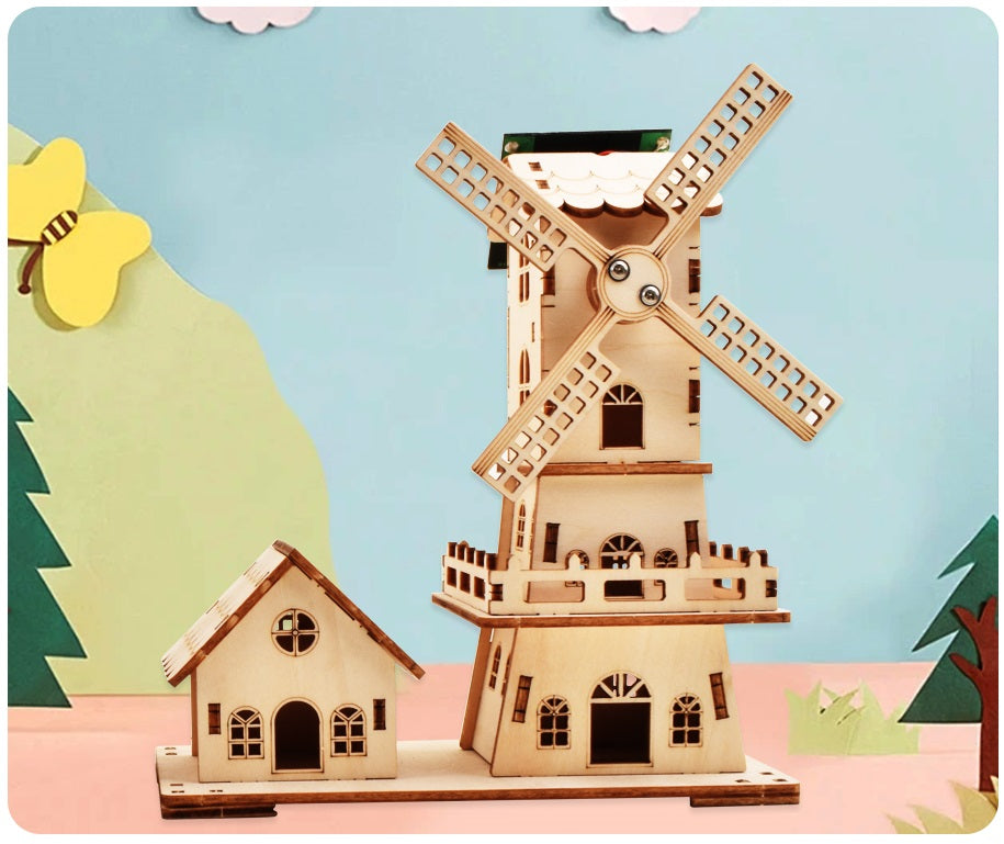 Solar Windmill Puzzle STEM Kit – 3D DIY Physics Educational Toy with Solar Power Technology Experiment for Kids Learning