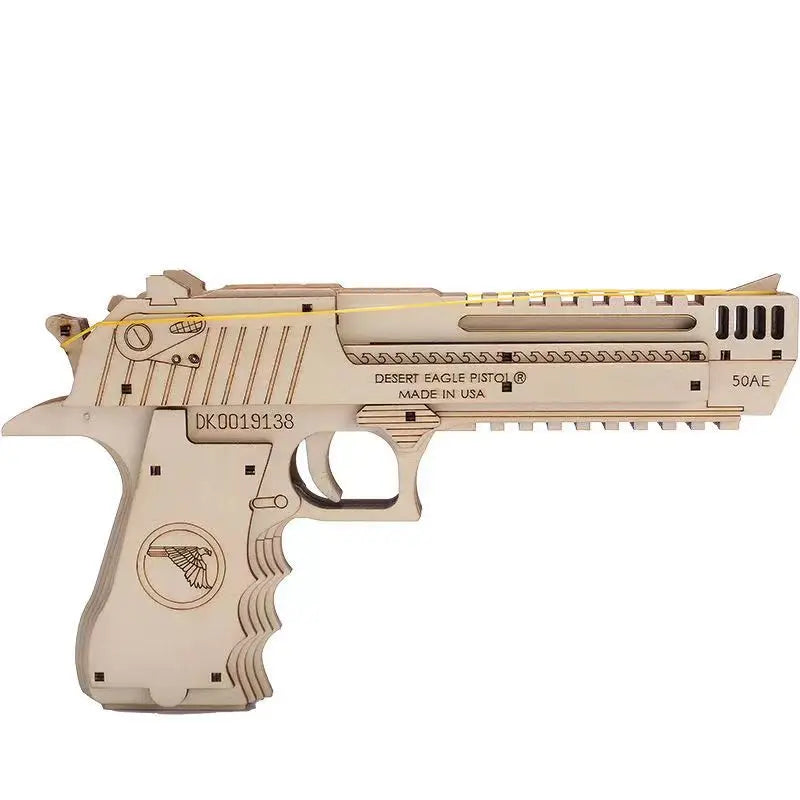 DIY Wooden Mechanical Gun Model Kit – 3D Shooting Style Assembly Puzzle Toy for Kids and Teens Creative STEM Gift