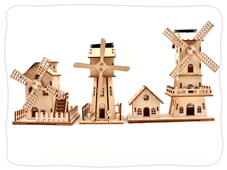 Solar Windmill Puzzle STEM Kit – 3D DIY Physics Educational Toy with Solar Power Technology Experiment for Kids Learning